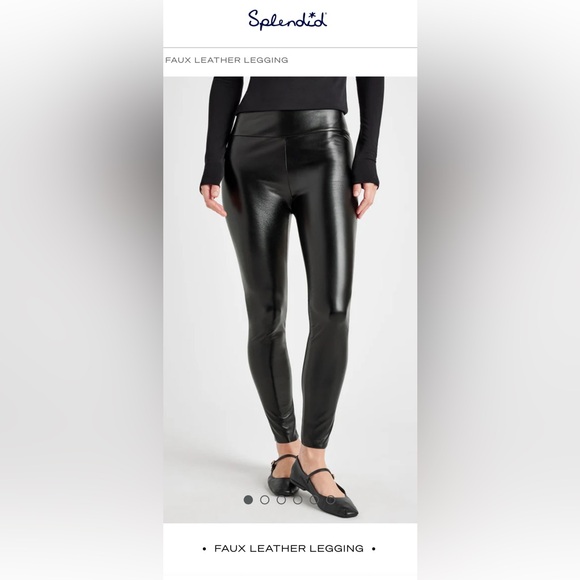 Splendid Faux Leather Black Full Length Fitted Silhouette Wide Waistband Size M - Picture 9 of 9